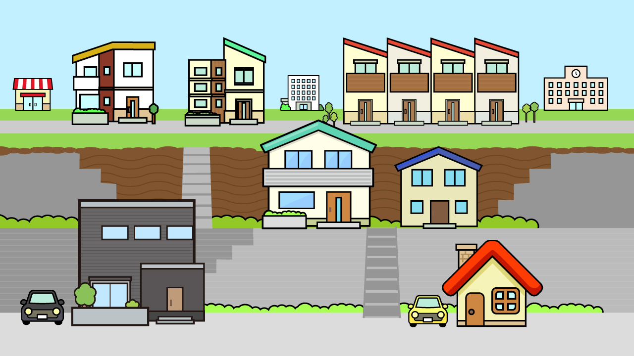 ひな壇造成地の解体 - 商用利用可能な写真素材・イラスト素材ならストックフォトの定額制ペイレスイメージズ