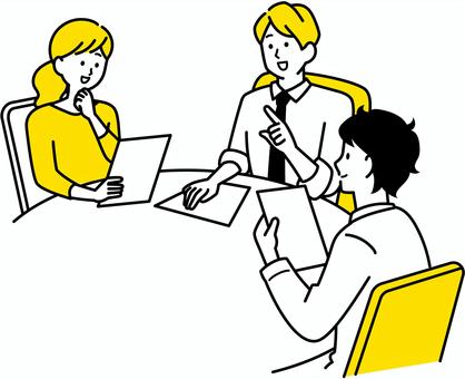 楽しそうに会議をする人達のフリーイラストフリーイラスト・クラシック フリクラ