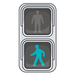 横断歩道の途中で信号が変わった歩行者と青または黄信号の右左折車の事故の過失割合 安全地帯を過ぎた所での事故- 交通事故お役立ち手帳