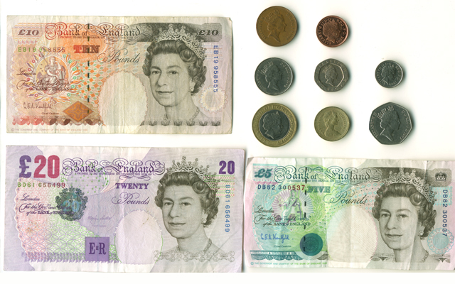 イギリス 350ポンド 紙幣 + 硬貨