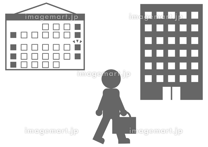 出勤 - 無料ピクトグラム白黒イラスト