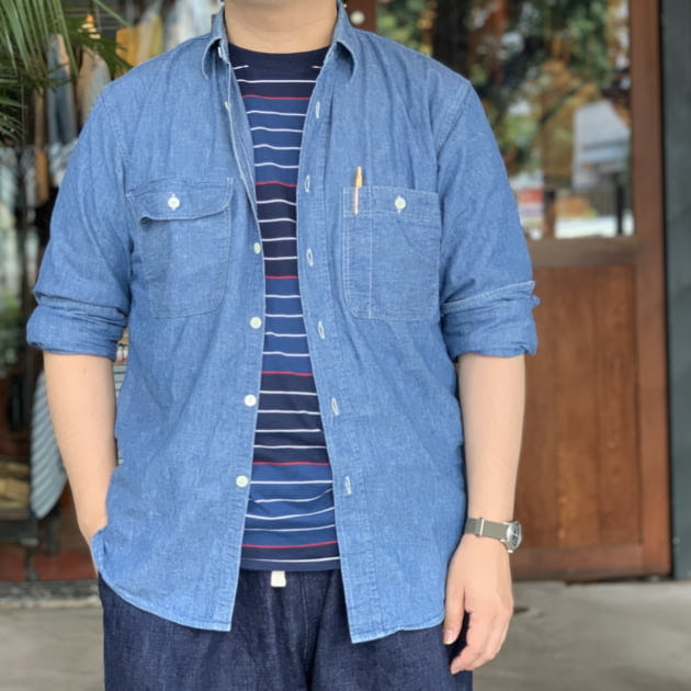 JOSEPH ABBOUDビジネスシーンに最適・サステイナブル ソアロンシャンブレープリント シャツ ジョセフアブード トップス