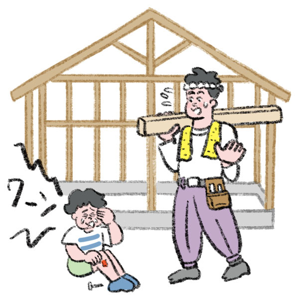 建設工事中の棟梁への差し入れ│パパまるハウスでの30坪平屋建設