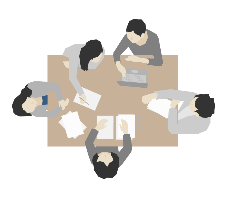 打ち合わせ ミーティング 会議 5人のイラスト無料のフリー素材 イラストエイト