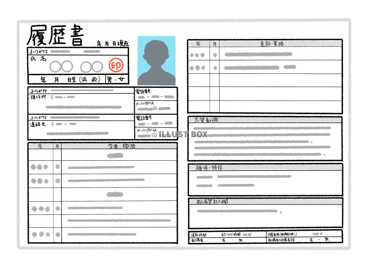 履歴書・白紙のイラスト：イラスト無料