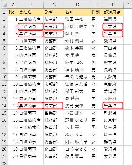 エクセル条件付き書式で重複している行に色を付ける方法ホワイトレイア