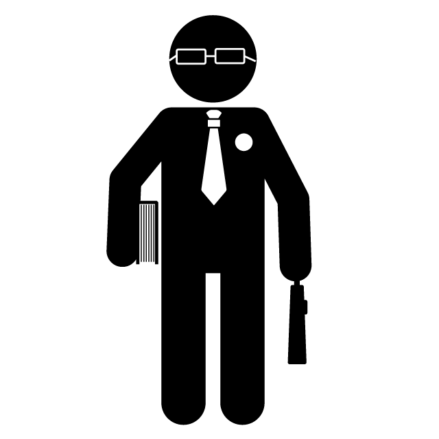 法律を説明する弁護士イラストのフリー素材イラストイメージ