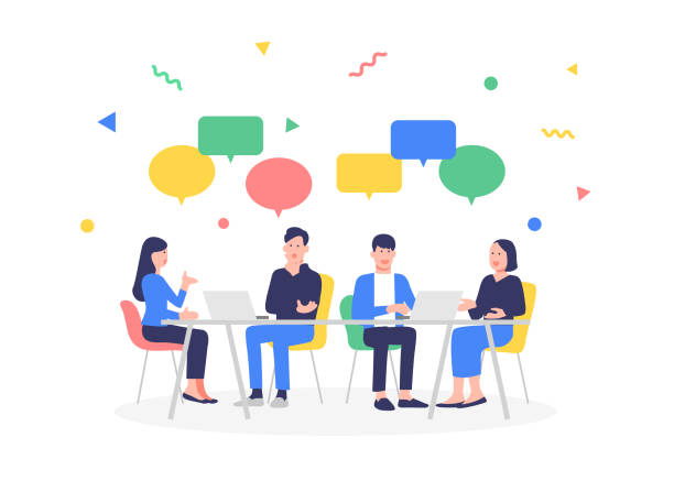 会議無料のAi・PNG白黒シルエットイラスト