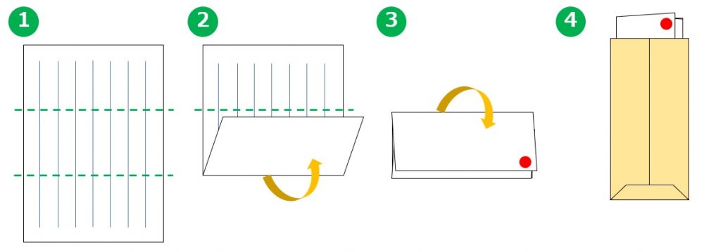 手紙の折り方 ハート