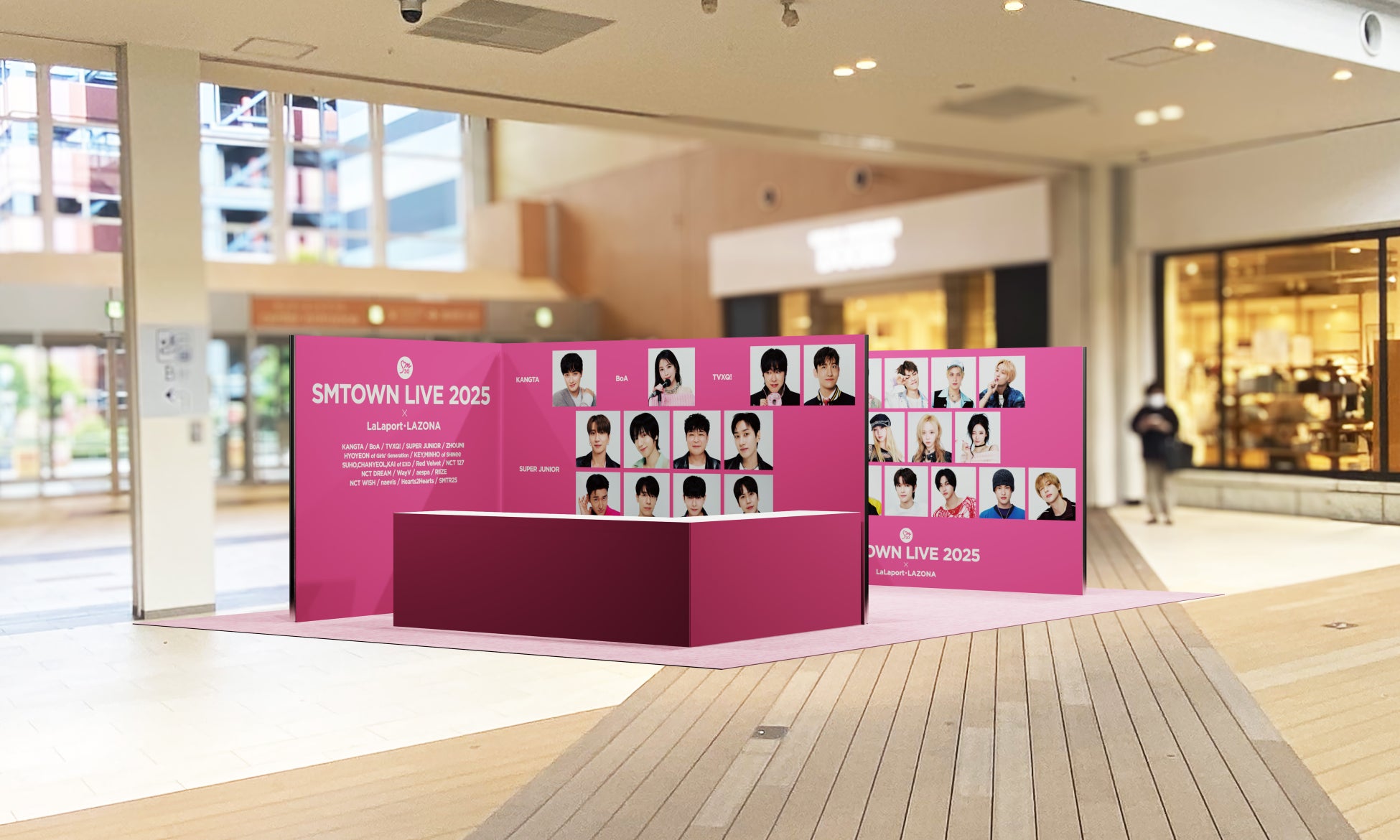 2025 08 30 来年1 31と2 1に福岡ドームである SMタウン←SMエンターテイメント所属アーティストたちが大集結するとっても豪華なお祭り コンサート今日と明日 天神地下街 でコラボイベントがあったのでお出かけ。 天神地下街に推しがいる♪ 天神地下街に推しがいる