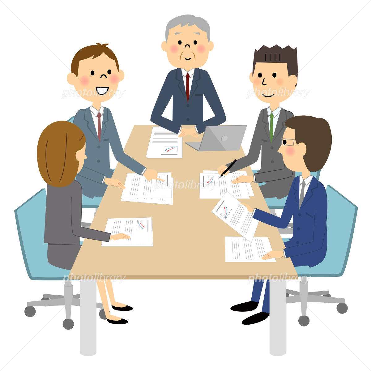 商談をしているビジネスマンの可愛いイラスト無料で使えるイラストサイト – フリー素材Illustrator Factory