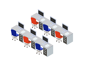 オフィスレイアウトの基本とは？デスク配置パターンを解説！ - Beacapp Here 屋内位置情報サービス所在地見える化でオフィス内の在席管理