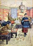 フィリピンのマニラのアヘン窟で喫煙している中国人。1924年。写真素材242817118Shutterstock