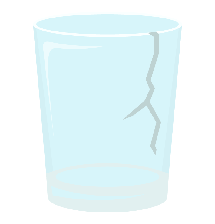 割れたグラスの写真です。 変わったグラス ヒビの入ったグラスが売り物