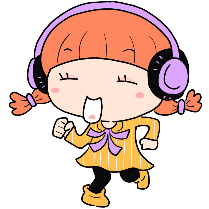 ヘッドフォンの女の子イラストのフリー素材イラストイメージ