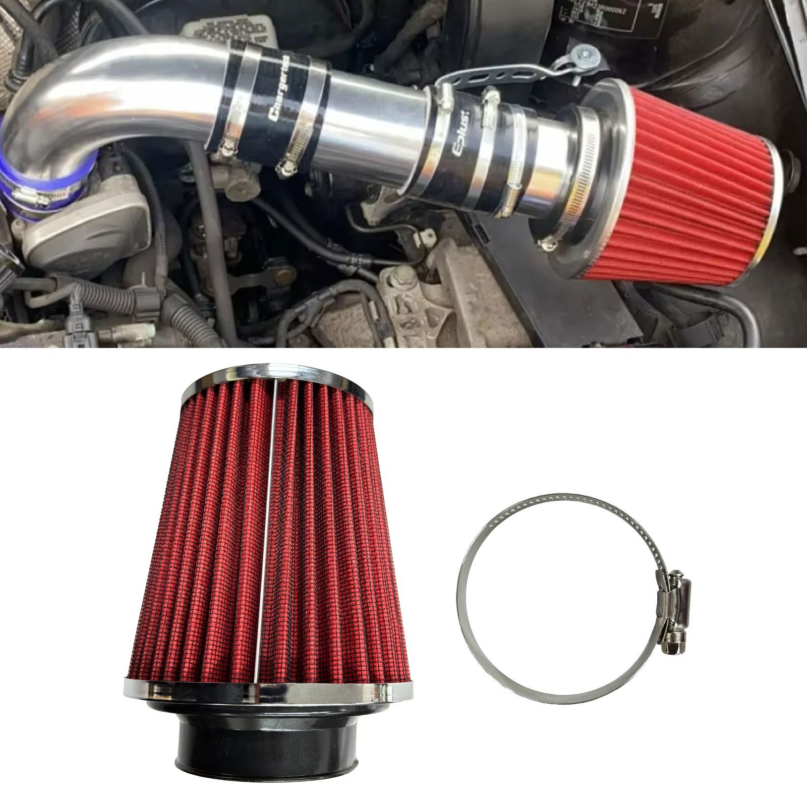 MUTEKI 車用 エアフィルター 汎用 76MM エアクリーナー フィルター キノコ型 吸気フィルター 調整可能