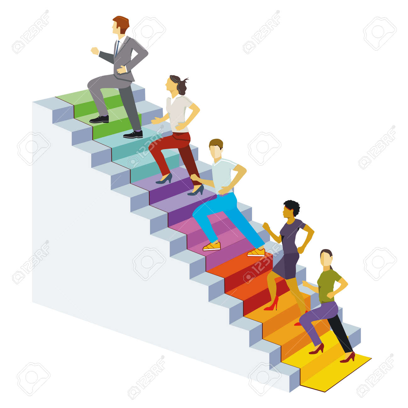 キャリアアップ・ステップアップする男性のイメージイラスト素材241799293- イメージマート