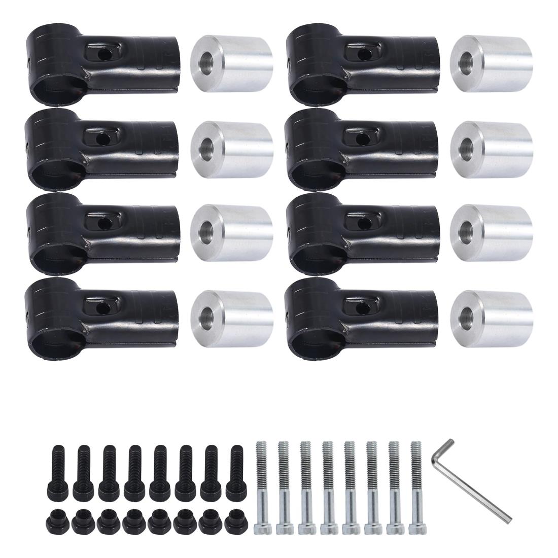 わくわくワーク イレクターパイプ アタッチメント ジョイント ブラックアルマイト６個セットφ28イレクターパイプ用の車 用ルーフキャリアバー用スペーシアパイプイレクターパイプアタッチメント。アルミ製アタッチメントで取り付け可能。アルミアタッチメントDIY