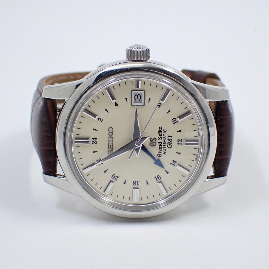 010016205☆グランドセイコー Grand Seiko 時計 腕時計 メンズ 電池式 白文字盤 黒革