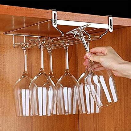 Amazon棚下のワイングラスラック 吊り下げワイングラスホルダー 吊り下げ逆ワインラック 背の高いグラスホルダー ワインクーラー棚 バーキッチン用穴なし設置Color : Black, Size : 4 Slots ワインラック・ホルダー オンライン通販