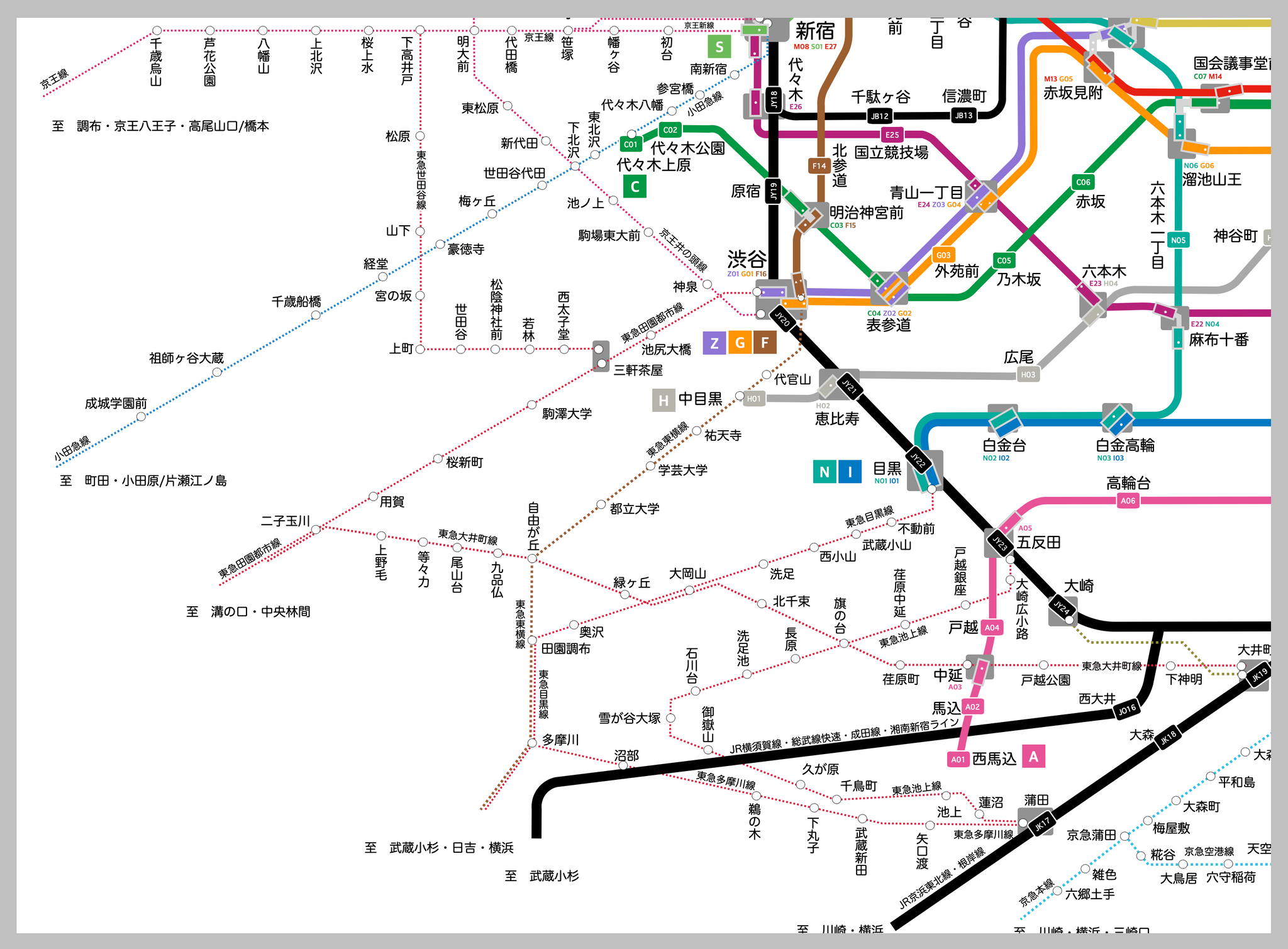 路線記号・駅番号表示 都営＋東京メトロ地下鉄路線図 裏面「英語版」 2008年 - メルカリ