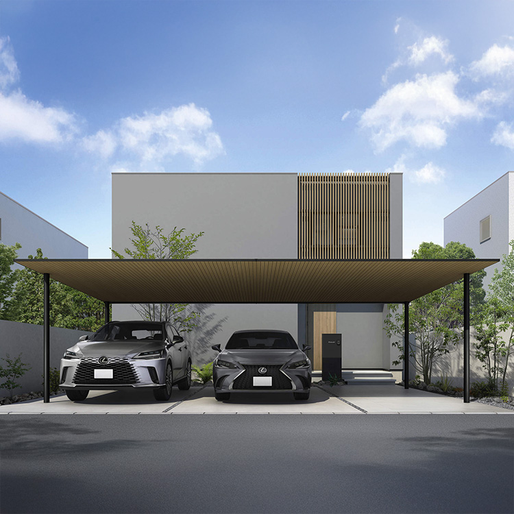 カーポートをおしゃれに見せる3つのポイント！床デザイン、植栽、照明にこだわろうウチソトスタイル