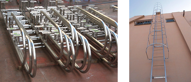 背カゴのオーダーメイド製作・特注対応既設タラップへの後付けなど