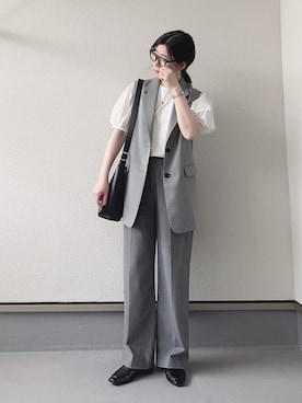 ニットショートジャケット、ドレープブラウス 7分袖」の着用コーディネート ユニクロ公式