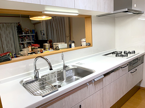 L字型のキッチンからI型のキッチンへリフォーム パナソニック Suidobi株式会社 浜松市