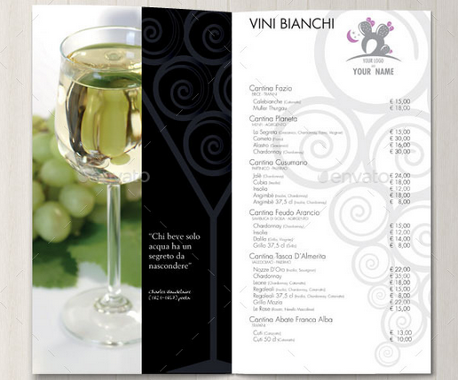 カラフルな背景を持つワインリストテンプレートPremiumベクトル素材