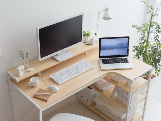 L字型デスク 幅120cm ライトグレー 120cm幅タイプL字デスク merrily メラリー