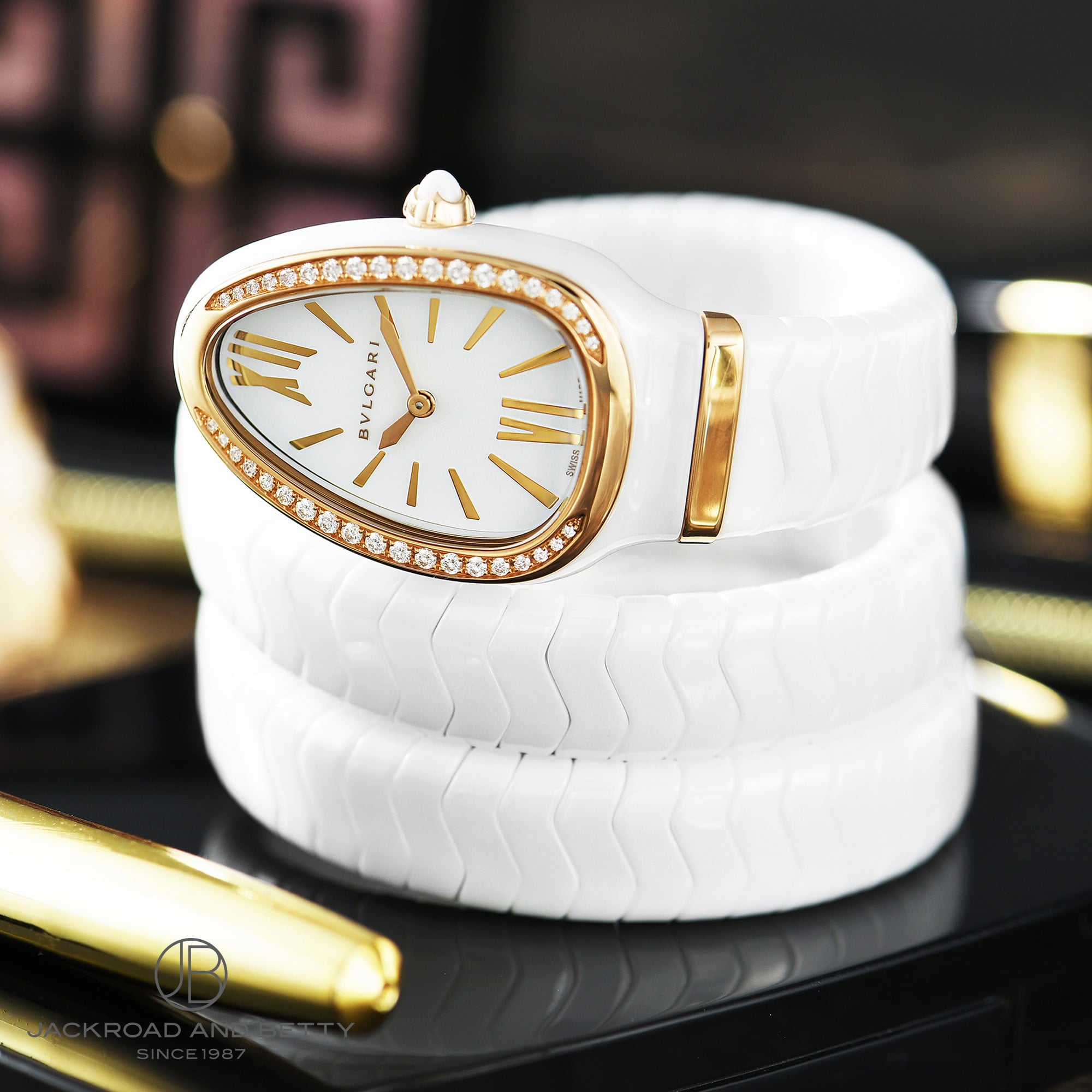 BVLGARI ブルガリ 腕時計 SP35CPGD 1T セルペンティ トゥボガス ウォッチ ブルー 18Kピンクゴールド ステンレス ダイヤモンド新品同様 中古