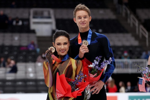 ペアフリーで演技をするアレクサ・クニエリム選手、ブランドン・フレイジャー選手組 51 60 －銀盤の世界決戦へ 海外の強豪たち世界フィギュアスケート国別対抗戦：朝日新聞デジタル