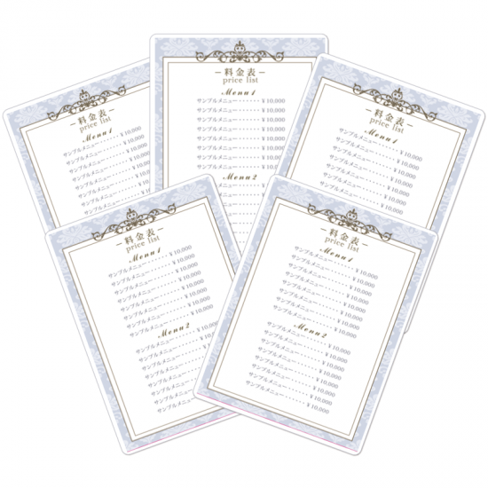 メニュー表 おしゃれ可愛いメニュー表&料金表&価格表作成