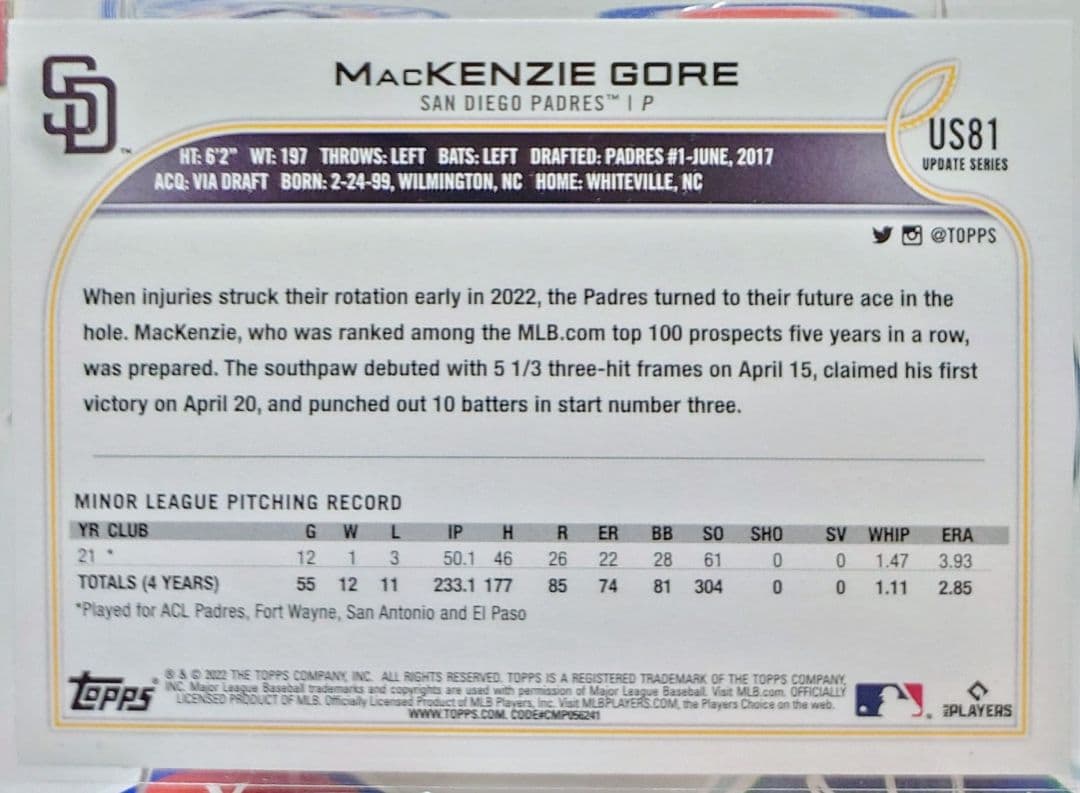 マッケンジー・ゴア MLB選手情報東スポWEB