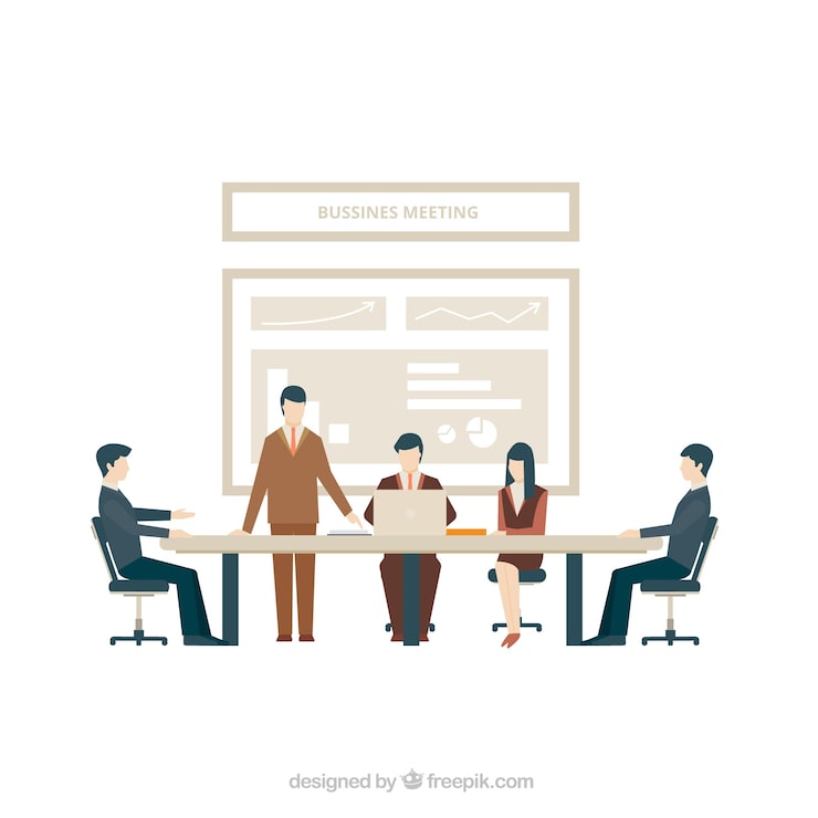 作業服を着た人たちの会議のイラスト 真剣かわいいフリー素材集 いらすとや