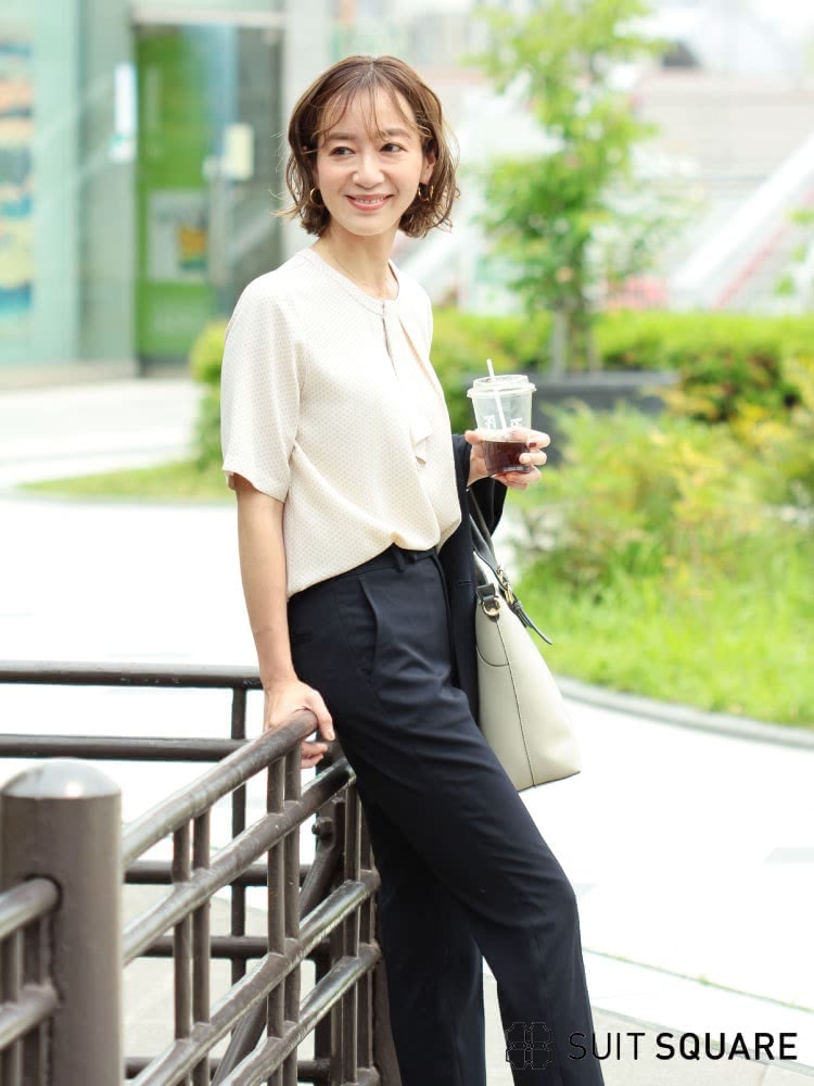 夏 女性 ジャケット 半袖 パンツ 細身 スタイル ビジネス ホテル マネージャー 作業着 宝石店 フォーマル ウェア