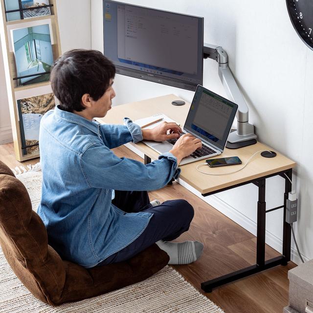 パソコンデスク ロータイプ 幅80cm モニター台付き 省スペース スリム 天板80×60cm PCデスク ワークデスク ローデスク パソコンデスクロータイプ 省スペース 木目調 幅80cmローデスク デスク パソコン台 モニター台 パソコンラック ワークデスク 机 勉強 書斎