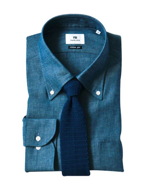 ネイビー 15号 シャンブレーシャンタン ノーカラージャケット東京ソワールレンタルドレス