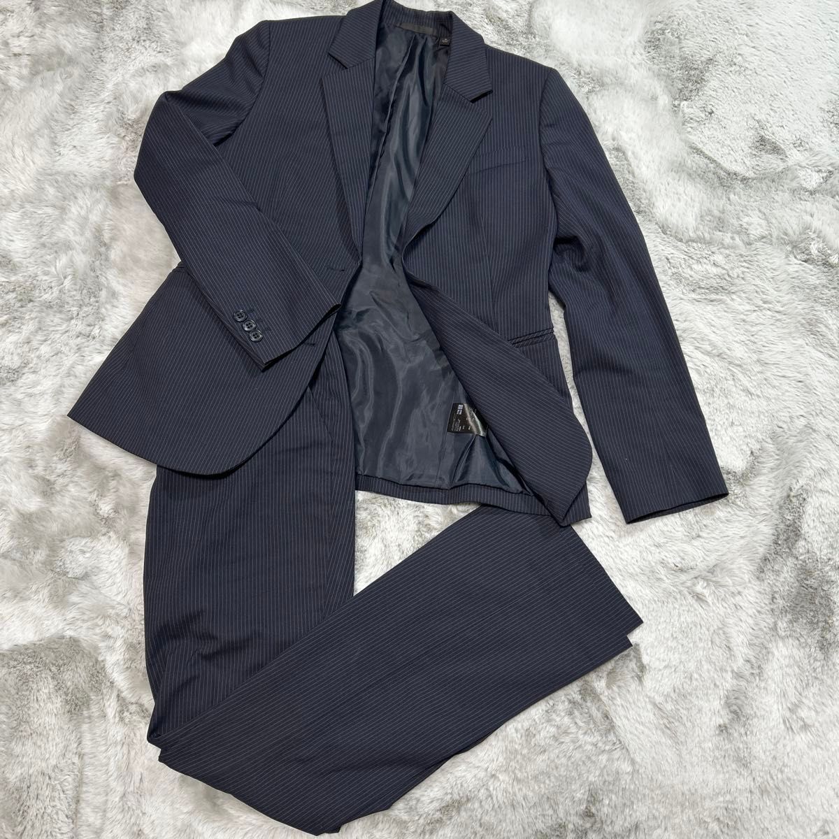 ユニクロ スリムフィット ウォシャブル メンズ ビジネススーツ 黒 LL ストレッチウォッシャブル スリムフィット2ボタン2