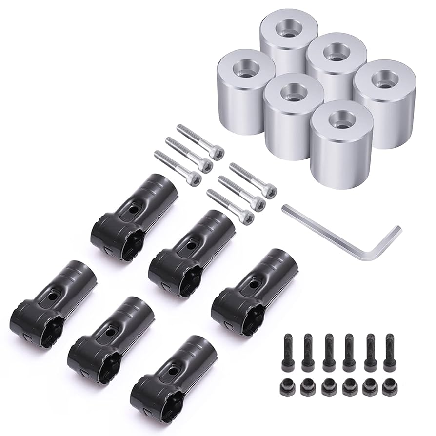 φ28イレクターパイプ用の車用ルーフキャリアバー用スペーシアパイプイレクターパイプアタッチメント。アルミ製アタッチメントで取り付け可能。アルミ アタッチメントDIY製作で、車中泊、キャンプ、釣り、レジャーを快適に。NVANハイゼットカーゴなどに対応し、NSJ-1*4 Φ28