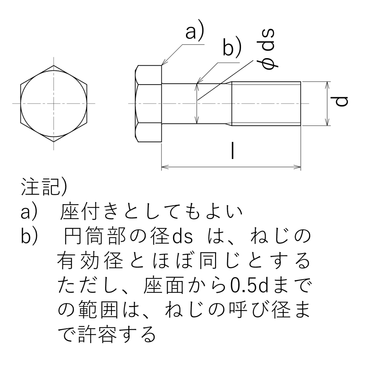 段付き六角ボルト M8X50 棒先加工特殊ネジ・リベット製造.com