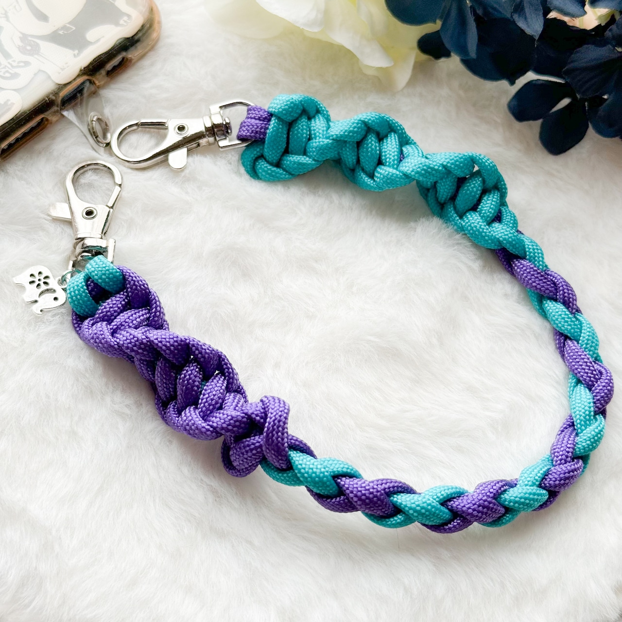 ハンドメイド パラコード スマホショルダー ブラックリボン リボンスマホショルダーの作り方