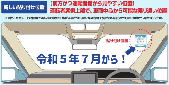 車検ステッカー貼り付け位置変更になりました☺
