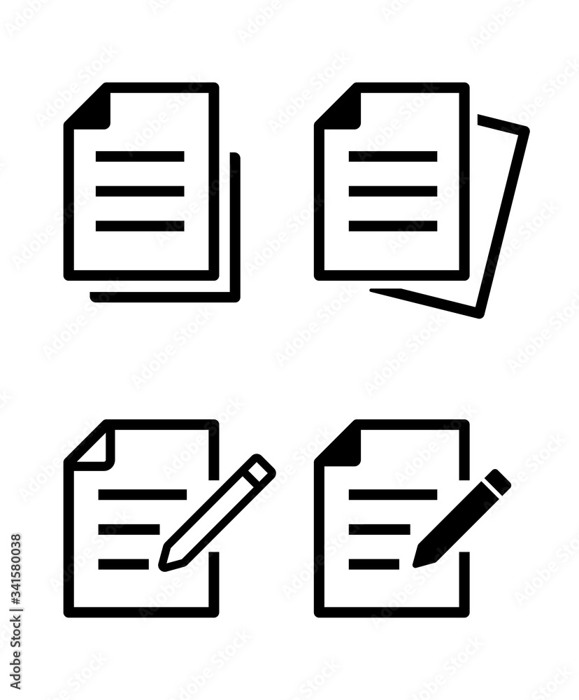 書類データとペンのアイコンセット の Stock ベクターAdobe Stock