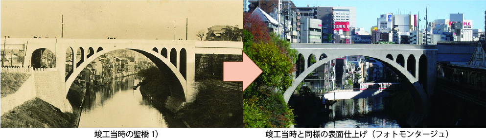 お茶の水橋から見降ろした御茶ノ水駅の神田川護岸工事の状況