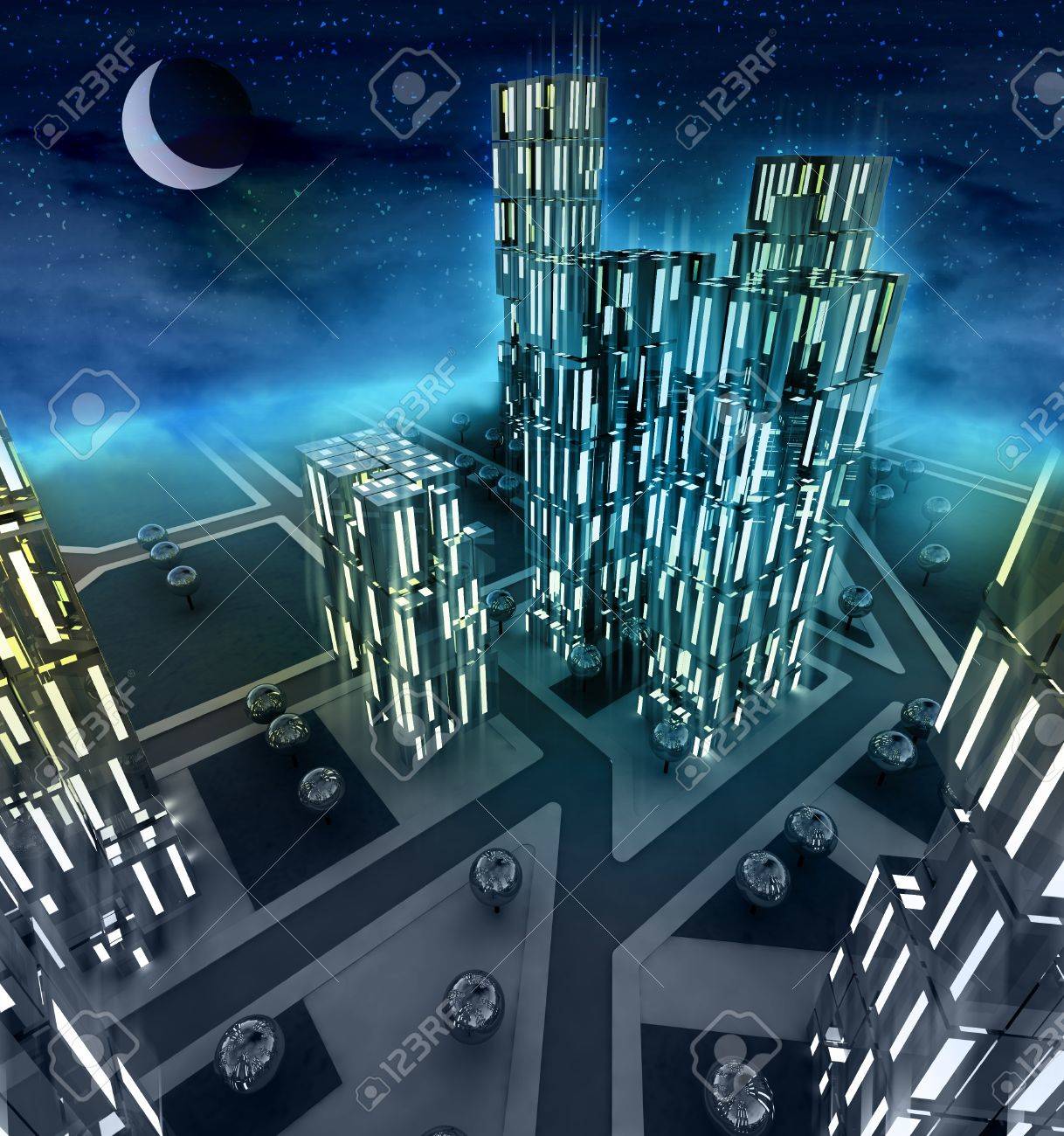 オフィス街のシルエットイラスト - 無料イラストのIMT 商用OK、加工OK