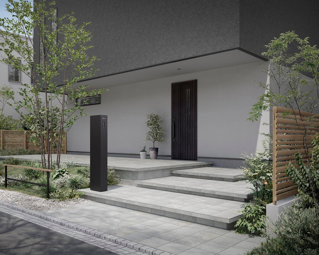 オンリーワン ラウム Raum 宅配ボックス付き NA1-RMTDR□CN 『門柱 ポスト おしゃれ 表札 サイン』