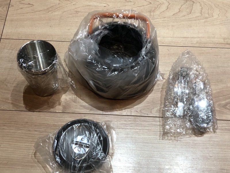 キャンプポットセット - ポータブルステンレス鋼調理器具セットキャンプ、ハイキング、旅行、バックパッキング、キャンピングカーのため キャンドゥで5点 セットキャンプ用品発見！ ケトルは使いやすくて良いが、他の4点はいらない代わりに、値段下げて欲しいと思ったのは
