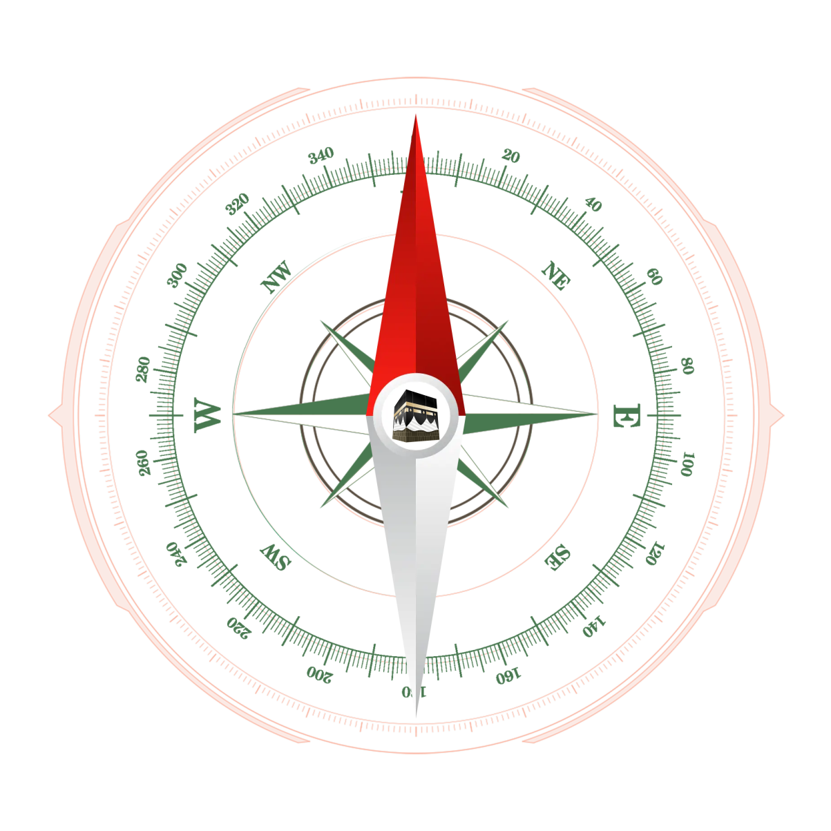 🧭キブラコンパス 『キブラコンパス』とは、ムスリムが携帯する生活用品で方位磁針の一種。 通常の方位磁針に、礼拝の対象であるキブラ、すなわちメッカの「カーバ神殿🕋」がある方位を知る機能を追加したもの。特に、ムスリムが非イスラーム圏に出かけた時や他宗教の